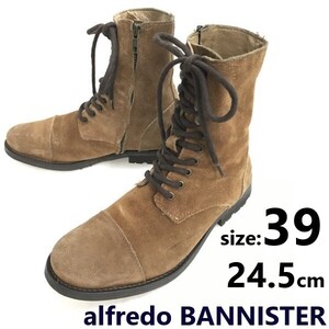 アルフレッドバニスター/alfredo BANNISTER★本革/スエードレザー/レースアップブーツ【size:39/24.5程度/茶】Leather/Boots◆pWB100-35