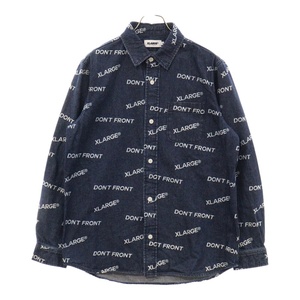 X-LARGE エクストララージ L/S ALLOVER LOGO DENIM SHIRT オールオーバー ロゴ デニム 長袖シャツ インディゴ 01183401