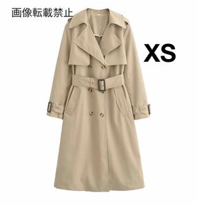 vintage ヴィンテージ レトロ ベルト付き ロング トレンチコート アウター XSサイズ レディース★ZARA 好きな方に★秋冬新作 新品未使用★