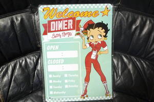 ♪♪♪　ウエルカムボード 　Betty Boop ベティブープ ＜DINER＞ ベティちゃん　看板　メッセージサイン プレート アメリカン雑貨 未使用