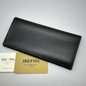 【新品未使用】GOLD PFEIL ゴールドファイル 長財布 ロングウォレット Wallet レザー 本革 牛革 ドイツ製 メンズ ブラック 黒 ボルドー