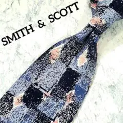 未使用品【SMITH & SCOTT】ネクタイ　総柄　幾何学模様　ブルー系