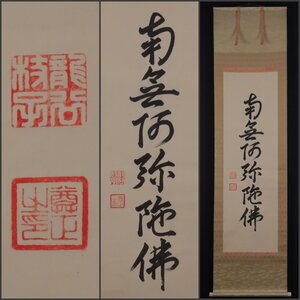 【模写】吉】11553 泉雄尊正 名号 浄土真宗 本願寺派 本照寺 仏教 書 掛軸 掛け軸 骨董品