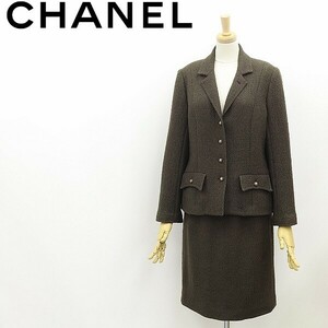 ヴィンテージ フランス製◆CHANEL CREATIONS シャネル ツイード 裾裏チェーン ジャケット＆スカート スーツ セットアップ 12