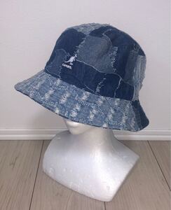 KANGOL Denim Mashup Bucket K5296 XL カンゴール デニム バケット バケットハット メトロハット インディゴブルー ブルー ネイビー 紺 青