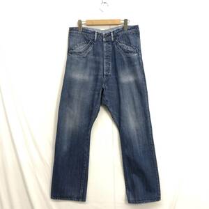 HZ9724★CANTON OVERALLS : XX 500-1702ud ユーズド加工 サルエルデニムパンツ★32★インディゴブルー 赤耳 キャントン オーバーオールズ