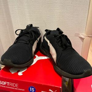 セール PUMA 25.5cm ブラック ホワイト SOFTRIDE バイタルリベル プーマ メンズ キッズ 運動会 シューズ 靴 メンズ 男の子 