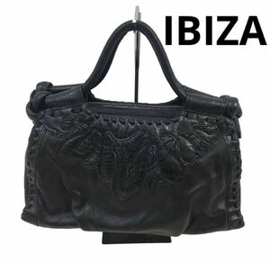 IBIZA イビサ イビザ レザー ハンドバッグ 黒 ブラック レディース 本革