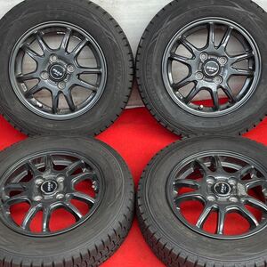 バリ溝。MONZA ZACK JP-520 13インチ4J＋42 4穴PCD100 DUNLOP 145/80R13スタッドレス4本。軽自動車 R2 R1 ラパン タントワゴンR ムーヴ他等