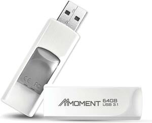 白 64GB 【読込最大100MB/s】MMOMENT MU39 64GB USBメモリ USB3.1(Gen1)