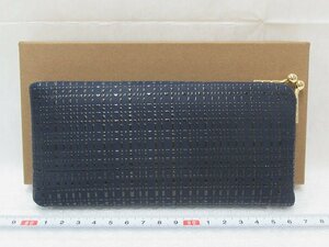 P3056 印伝 がま口 財布 長形 印伝細工 伝統工芸 紙箱