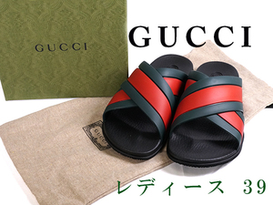 【未使用品】グッチ GUCCI サンダル シェリーライン ラバー スライド サイズ39 ブラック 627820 15679006