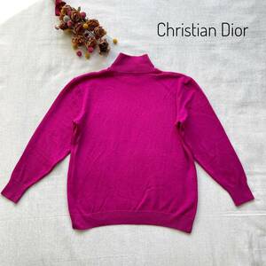 厳選☆レア　大人上品♪　ヴィンテージ　ChristianDior　ウールニット　ハイネック　ピンク　ML　ウール100％