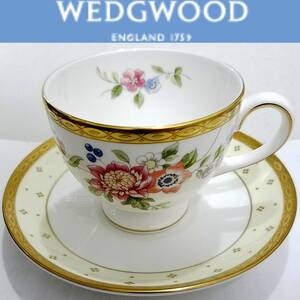 箱悪新品WEDGWOODカップ&ソーサー 1客 ウェッジウッド グレース 金彩ゴールド金色 GRACE ティーカップ 珈琲カップ ウエッジウッド