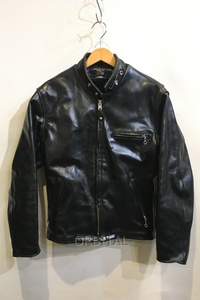 二子玉) Schott ショット GENUINE HORSEHIDE ホースハイドシングルライダース 革 ブラック 黒 メンズ 38 アメリカ製