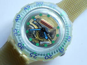未使用電池交換済 美品 スウォッチ Swatch 1993年モデル 初期スクーバ BLUE ICE 品番SDK107