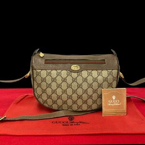 極 美品 GUCCI オールドグッチ グッチ ヴィンテージ シェリーライン GG ロゴ レザー 本革 ミニ ショルダーバッグ ブラウン 26128