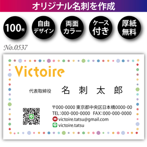 名刺 名刺作成 名刺印刷 100枚 両面 フルカラー 紙ケース付 No.0537