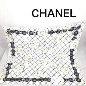 未使用 CHANEL シャネル 大判 スカーフ シルク100％ 絹 カメリア 花 ココマーク マトラッセ ホワイト アイボリー レディース ブランド