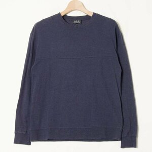 メール便◯ A.P.C. アーペーセー サイズXS 長袖 クルーネック Tシャツ 紺/ネイビー コットン100％ 無地 シンプル ユニセックス カジュアル