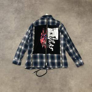 GQ187◇DIESEL : 背面ジップ 再構築シャツジャケット◇S◇ブルー系 チェック柄 ディーゼル