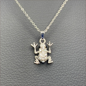 [PENDANT NECKLACE] Rhodium Plated キラキラ キュービックジルコニア フロッグ かわいい カエル ペンダント ネックレス 【送料無料】