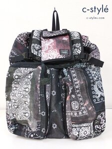 J883c [コラボ] PORTER x NEIGHBORHOOD リュック ブラック系 NHPT.BACKPACK E-LUGGAGE BANDANA | ファッション小物 G