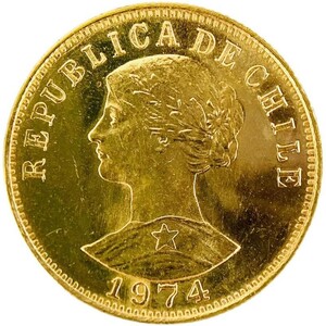 チリ 女神 金貨 1974年 10.1g 21.6金 イエローゴールド コレクション アンティークコイン Gold 美品