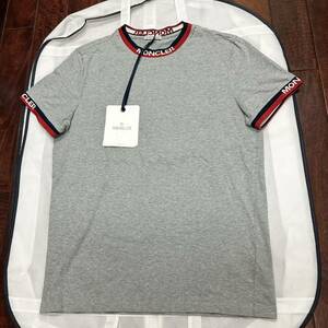 【美品】MONCLER モンクレール　襟レタリング　半袖Tシャツ　グレーS