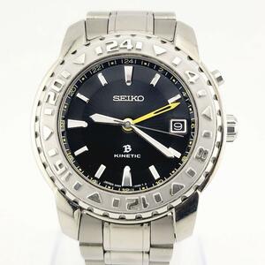 動作良好品 SEIKO BRIGHTZ KINETIC セイコー ブライツ デイト キネティックブラック文字盤 1000本限定 5M65-0A70 自動巻き 腕時計 メンズ