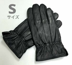 新品特価★革手袋メンズ　レザーグローブ 裏起毛　ブラック　Sサイズ