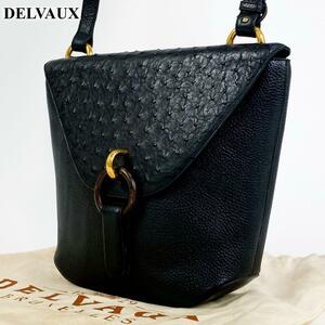 DELVAUX デルヴォー オーストリッチ レザー　ショルダーバッグ ブラック