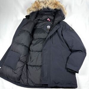 極美品★L相当【極暖の帝王】最高級ライン カナダグース ブラックレーベル 3438 CANADA GOOSE コヨーテファー 肉厚 ダウンジャケット 紺色