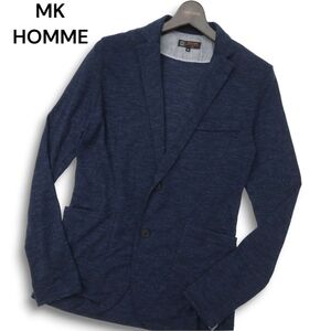 MK HOMME ミッシェルクラン オム 通年 【リネン混】 霜降り ストレッチ 2B コンフォート ジャケット Sz.46　メンズ ネイビー　C4T07467_8#O