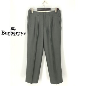 A9425/ビンテージ 80s 90s 春夏 BURBERRY バーバリー ウール モヘヤ 2タック テーパード スラックス パンツ トラウザーズL程 85灰色 メンズ