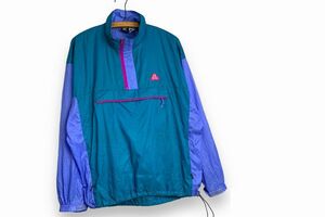 90sビンテージNIKEナイキacg山タグナイロンハーフジッププルオーバージャケットパッカブルXLエメラルドグリーンアウトドアnr24811