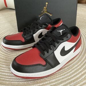 【未使用／希少29cm】NIKE AIR JORDAN 1 LOW BRED TOE ナイキ エアジョーダン 白 黒 赤 ブレッド553558-612 日本代表 オリンピック渡邊雄太