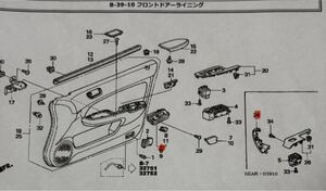 CL7 アコード ユーロR ドア インナーハンドル3点 ドアインナーグリップ パネル 2点 新品 廃盤