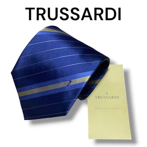 【美品】【タグ付き】TRUSSARDI トラサルディ ネクタイ シルク シルク100% イタリア製 ハイブランド ブランド 総柄 ストライプ柄