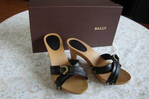 バリー BALLY / JOELY BLACK CALF 木製　Wooden High Heel Slides Mules