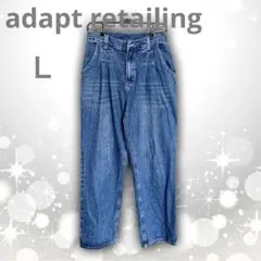 adapt retailing　デニム　ブルー　Ｌ　タック　ワイド　レディース