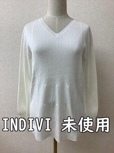 インディヴィ (INDIVI) タグ付き未使用 オフホワイト リブニット サイズ38