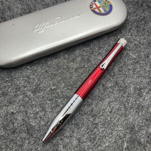 PE438□Alfa Romeo アルファロメオ ツイスト式 ボールペン レッド 筆記確認済み 缶ケース付き