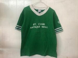 クリックポスト可 キッズ M 半袖 Tシャツ Vネック SOFFE SHIRTS 古着 USA アメリカ ヴィンテージ グリーン サッカー Y-9-8