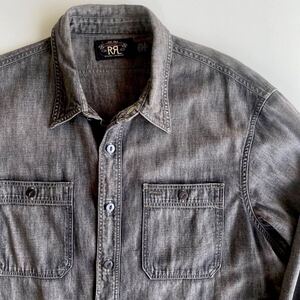 【キムタク着】RRL “Black Indigo Denim Work Shirt” L ブラック インディゴ デニム ワーク シャツ グランメゾン 東京 木村拓哉 