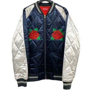 SUPREME 13AW Quilted Satin Bomber Roseローズ刺繍ZIPスカジャンボンバー 8069000104110