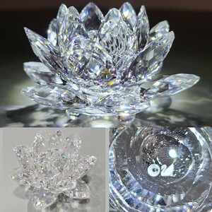 b☆ SWAROVSKI スワロフスキー スイレン 睡蓮 キャンドルホルダー 燭台 119747 クリスタル インテリア 置物 高さ4.5cm 状態良