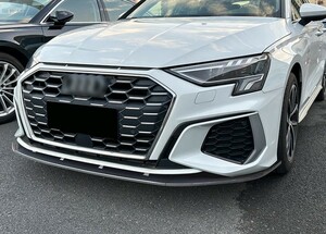 スポーティ全開♪ アウディ カーボン ルック フロントバンパー リップ スポイラー A3 S3 セダン 30TFSI 40TFSI クワトロ Sライン