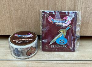 希少・非売品★ドラゴンクエスト１１★スライムとロトの剣ピンバッジ＆マスキングテープ２点セット★鳥山明★秋葉アトレ限定