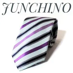 ★美品★ JUNCHINO ジュンキーノ ネクタイ ストライプ レジメンタル